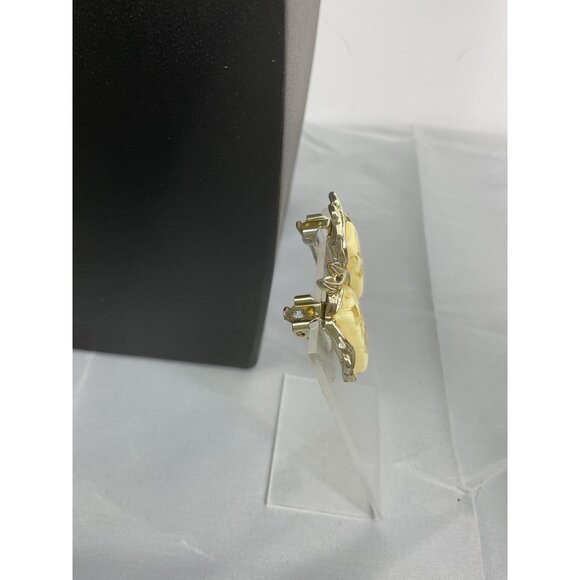 Vintage Coro Necklace & Earrings Set With Yellow Marbled Design - Picture 6 of 8